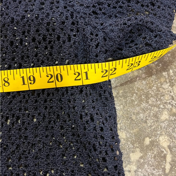 Navy Crochet Short Sleeve 1 Button Cardigan - Picture 4 of 12